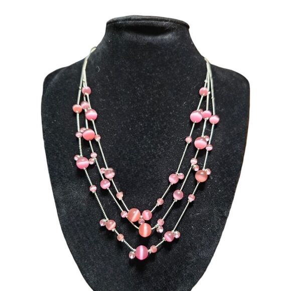 Vintage Pretty in Pink Multi-Layered Beaded Necklace - Picture 6 of 6